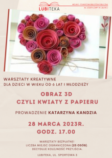 WARSZTATY KREATYWNE DLA DZIECI W WIEKU OD 6 LAT I 